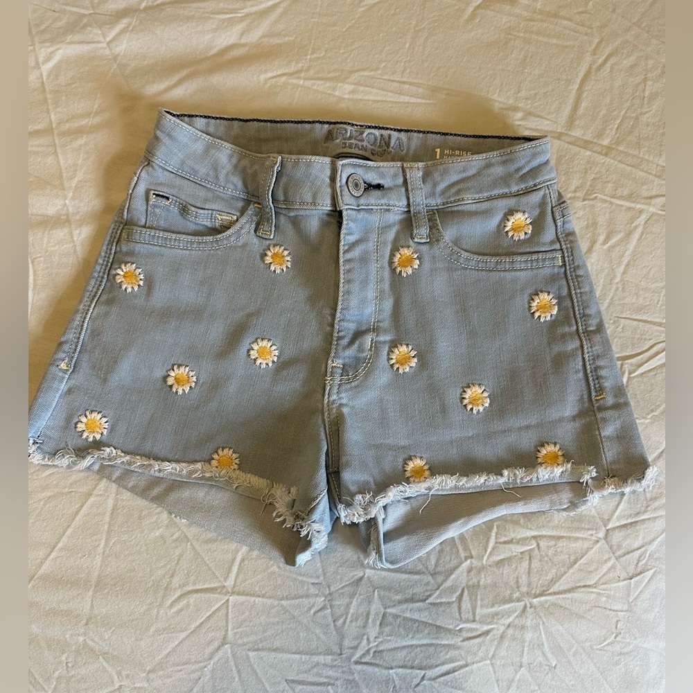 Juniors Denim Shorts Flower Embroidered Shorts